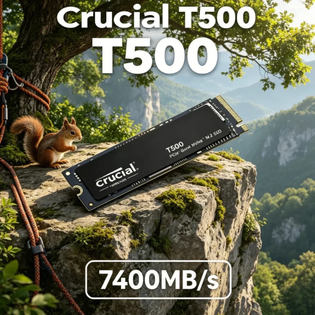 قرص صلب داخلي Crucial T500 1TB، Gen4 NVMe M.2 SSD، سرعة 7300MB/s، لأجهزة PS5 والكمبيوتر المحمول، CT1000T500SSD8، OEM
