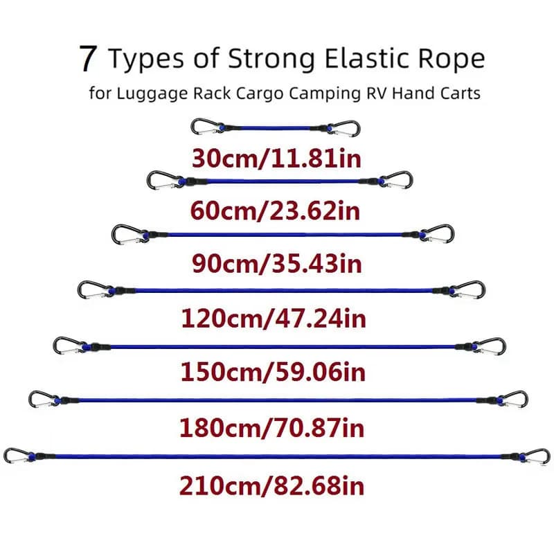 حبل مرن عملي 8 ملم مع خطافات - حزام أمتعة وإكسسوارات للتخييم والمشي - 5