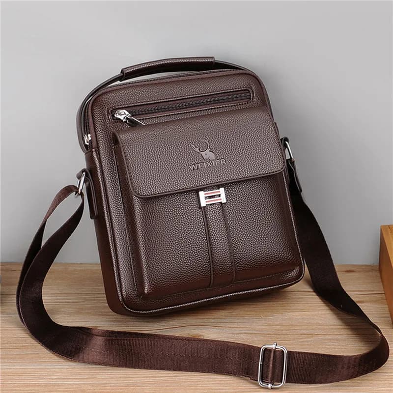 Men Crossbody Shoulder Bags Waterproof Vintage Men Handbags Large Capacity PU Leather Bag Man Messenger Bags Tote Bag - 2