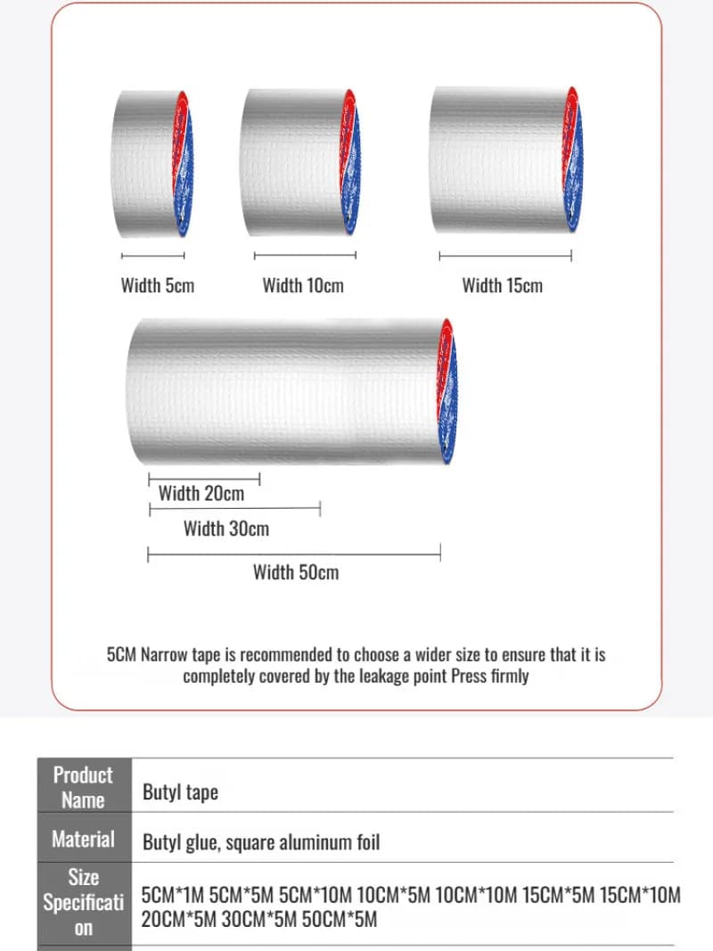 Butyl Waterproof Tape Strong Self-adhesive Tape High Temperature Resistance Aluminum Foil Thicken Tape Roof Crack Duct Repair Se - 6