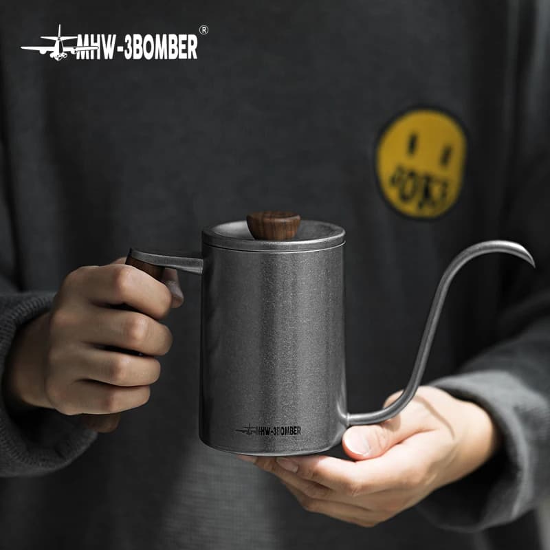 إبريق قهوة بتصميم عنق إوز من الفولاذ المقاوم للصدأ سعة 400/600 مل - أدوات بارستا أنيقة للمطبخ - 4