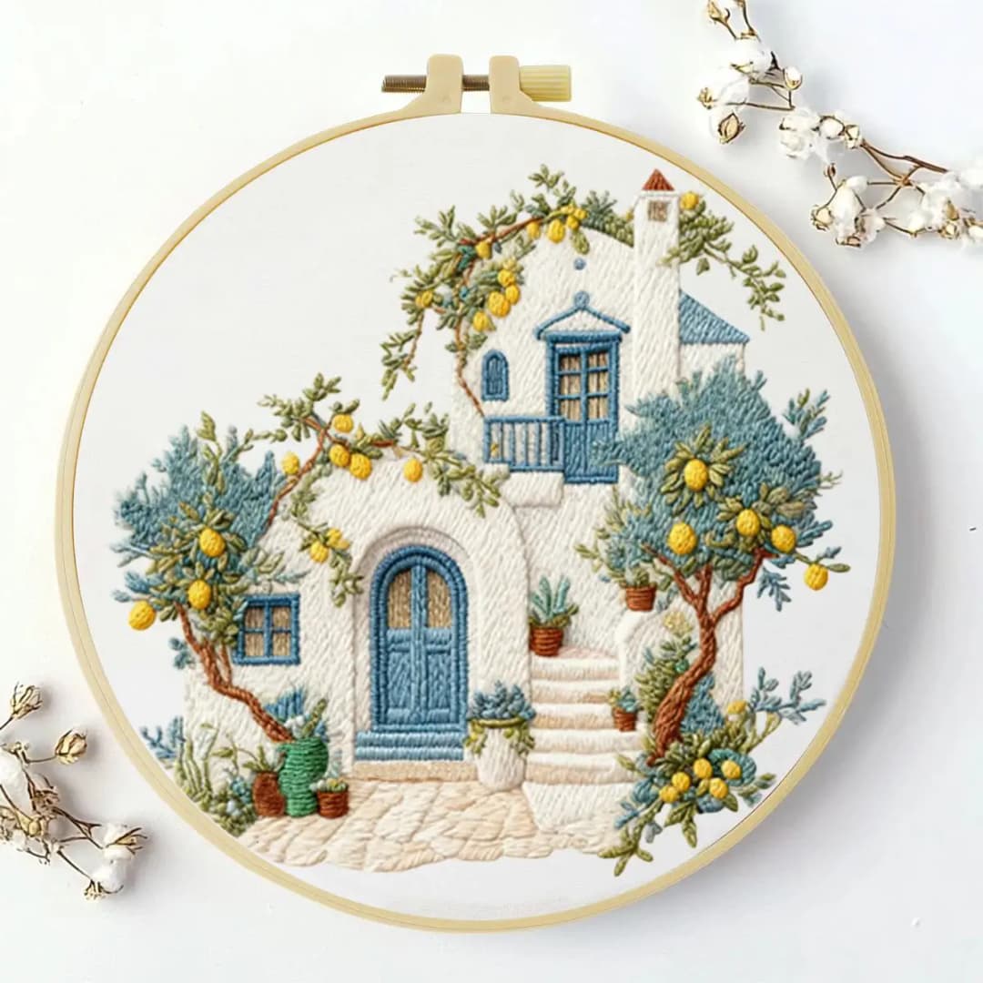 1pc 20X20CM/15X15CM 7.87/6.3inch Beautiful Scenery Embroidery Starter Kit DIY Kit DIY Embroidery Kit Manualidades Craft Painting - 3