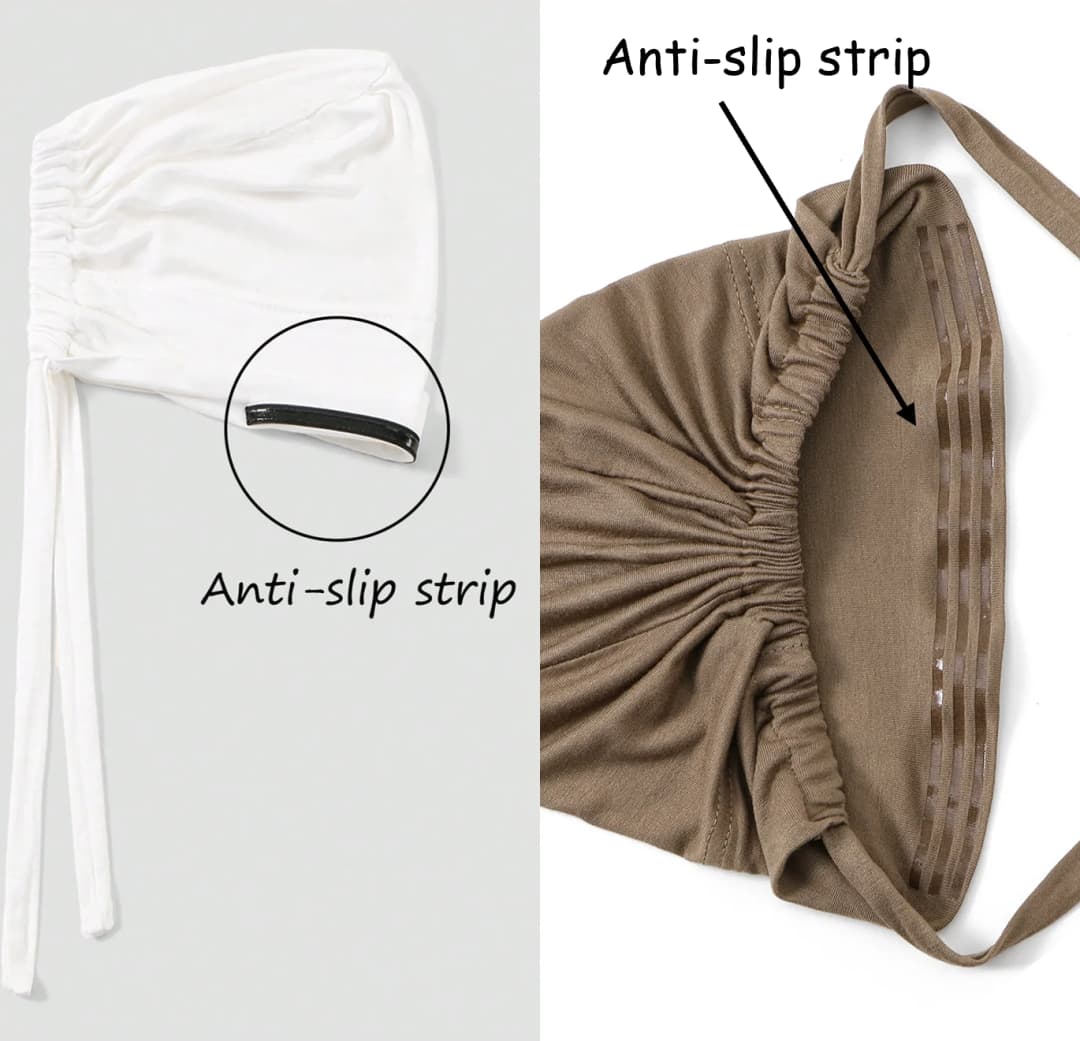 قبعة حجاب داخلية جديدة للنساء المسلمات مقاومة للانزلاق مع شريط مرن قابل للتعديل، متوفرة بألوان ثابتة وتصميم عملي