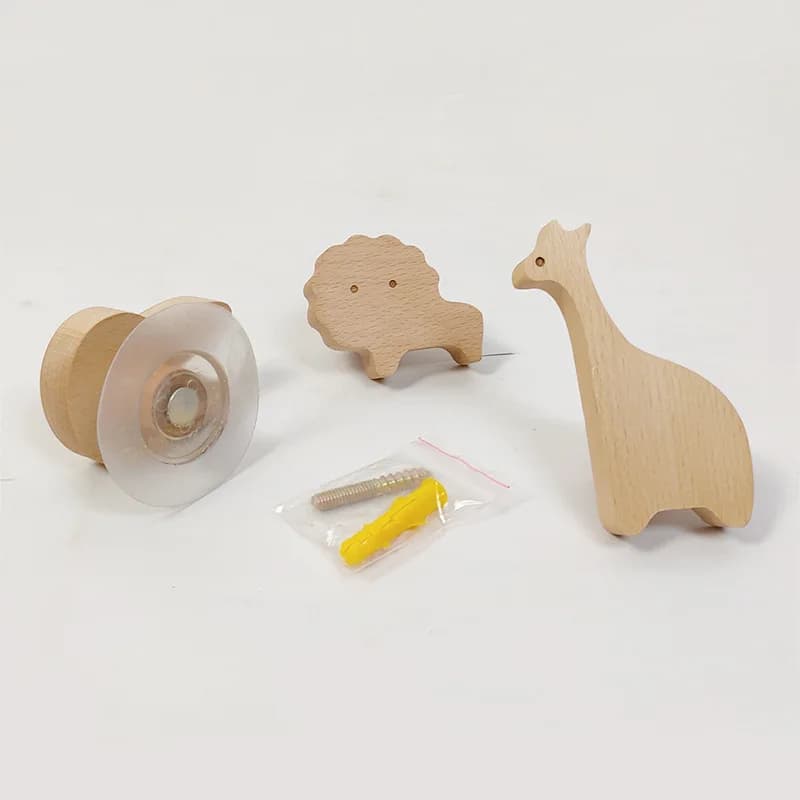 Wooden Drawer Hooks Room Decor Animal Hook Wall Keychain Coat Hook Home Wardrobe Cute Wood Hook Hanger Kitchen Accessories - 6