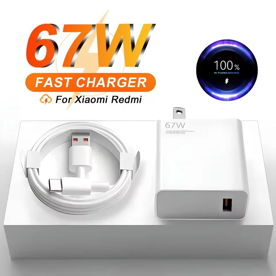 67W GaN USB Fast Charging Charger 6A  Type C Fast Charging Cable, QC3.0 Quick Charge Wall Adapter Plug For iPhone Samsung Xiaomi
