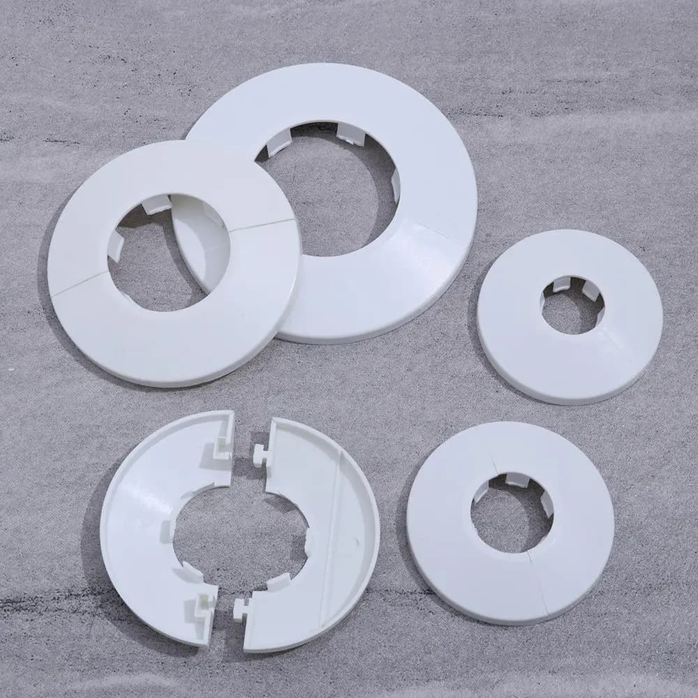 غطاء زينة صنبور المطبخ والحمام، غطاء فتحة أنبوب صمام زاوية صنبور الدش، طوق أنبوب فتحة الحائط البلاستيكي قطعة واحدة - 2