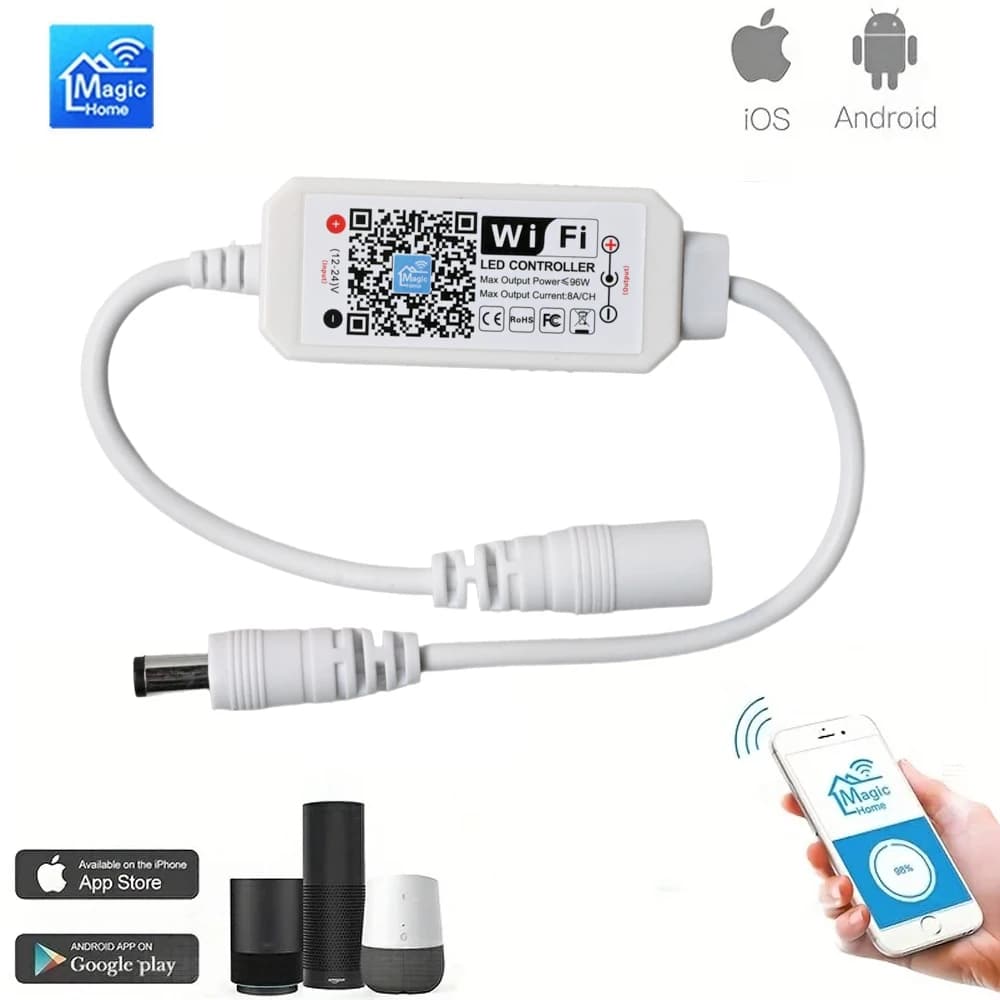 LED Smart WiFi Controller DC 12V 24V Dimmer MAGIC APP Voice Remote Control Dimming For COB 2835 Single Color LED Strip Lights
