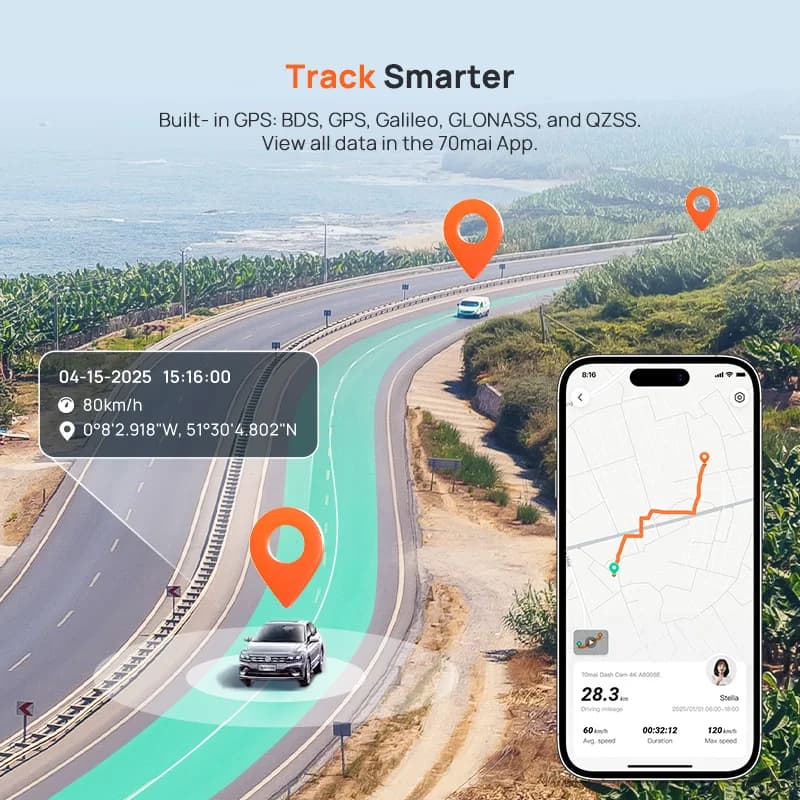 كاميرا سيارة 70mai 4K A800SE الإصدار المطور من 70mai A800S مع التحكم الصوتي ومكثف فائق وGPS وADAS ومسجل قيادة 70mai A800SE بدقة UHD وواي فاي 6 - 3