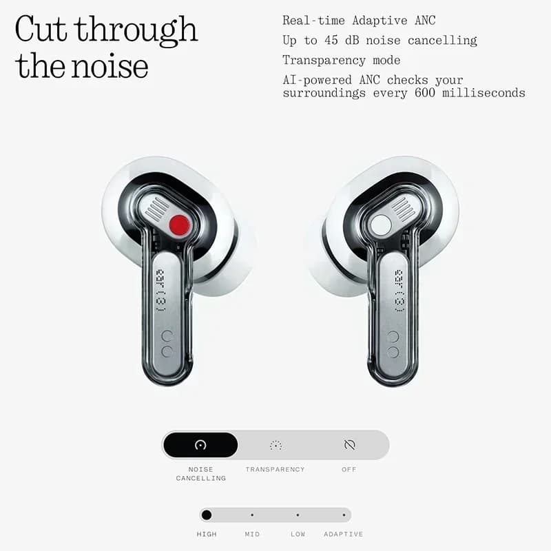 Nothing Ear (3) Wireless Earbuds Super Mic 45dB Hybrid Active Noise Cancelling Bluetooth Headphones Hi-Res 6 Mics, 12mm Dynamic - 4
