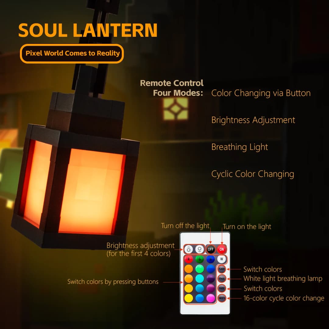 Pixel Style Night Light Portable Lantern Tabletop Ornament 16 Colors Lantern DIY Interior Decoration Festival Atmosphere Light - 3