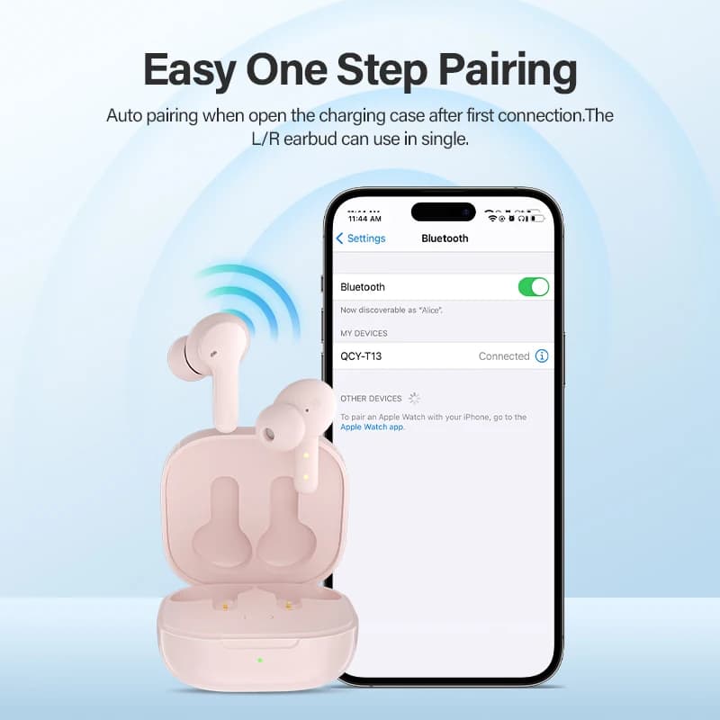 سماعات أذن QCY T13 اللاسلكية الحقيقية بلوتوث 5.1 سماعات أذن بمحركات 7.2 ملم مع باس قوي وقت تشغيل طويل 40 ساعة شحن سريع مقاومة للماء - 5
