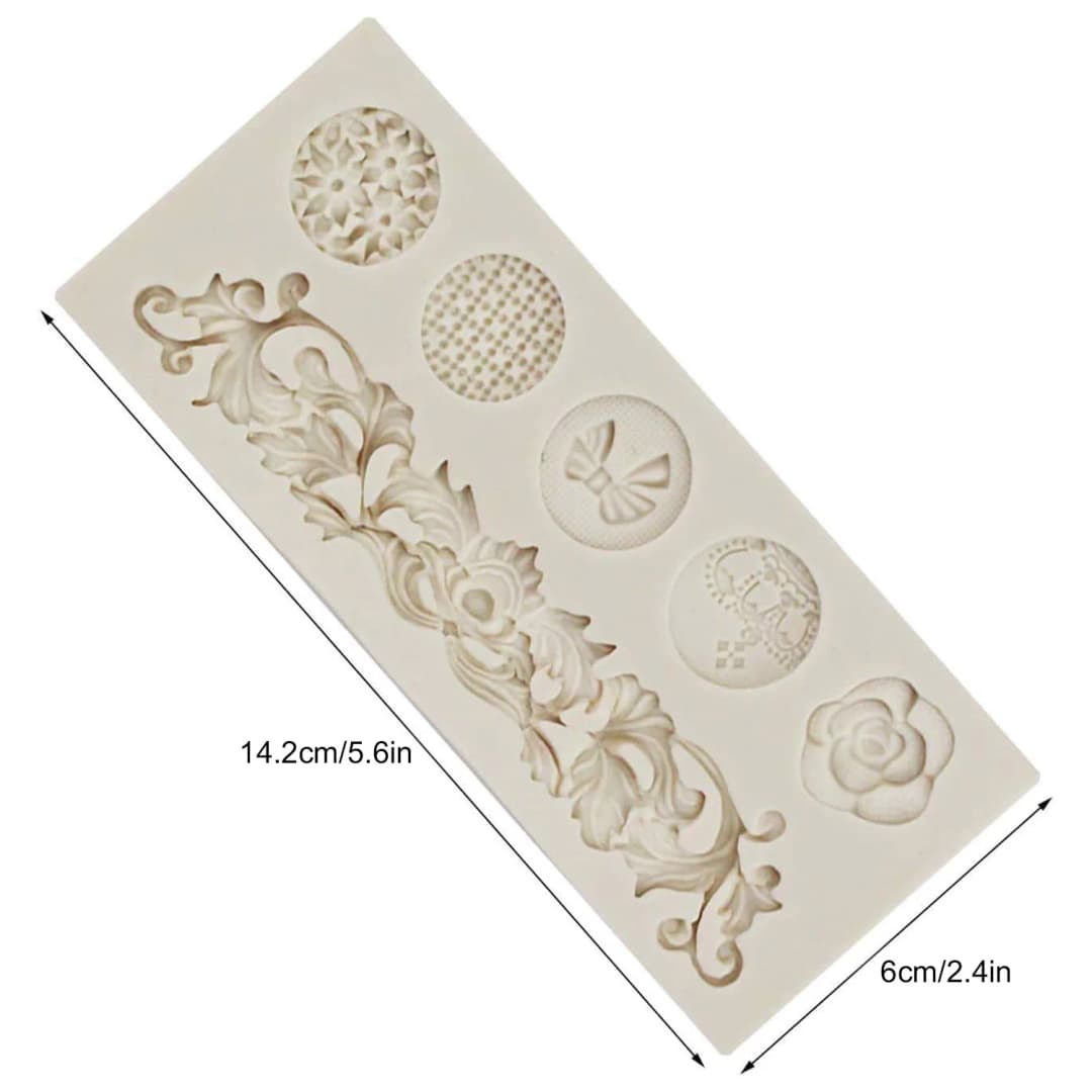 3 Pieces Baroque Fondant Molds Scroll Border Lace Silicone Molds Curlicues Gum Paste Candy Chocolate Molds for Cake Decorating - 5