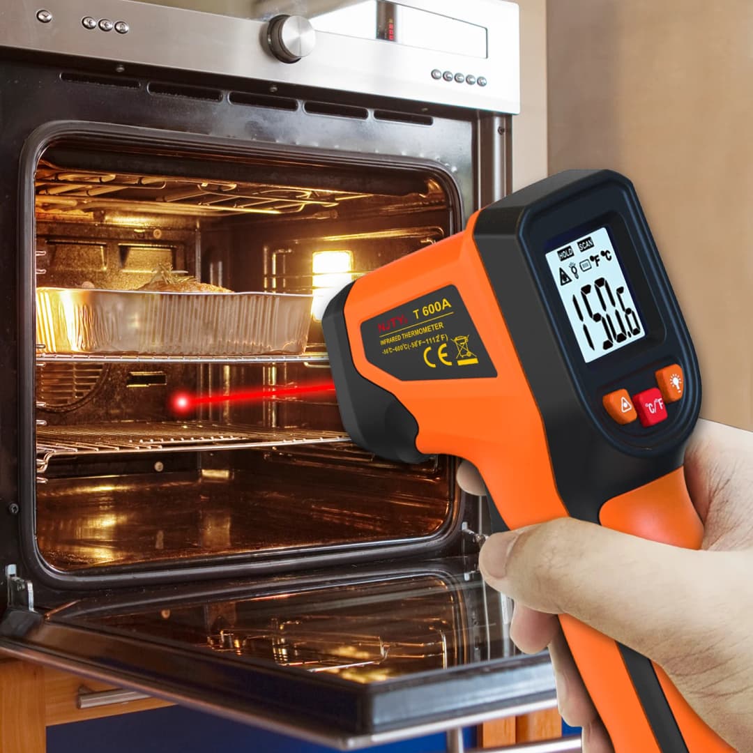 مسدس ميزان حرارة رقمي NJTY T600/T600A بالأشعة تحت الحمراء، نطاق قياس من -58°F إلى 1112°F (-50°C إلى 600°C) مع ليزر صناعي احترافي - 4