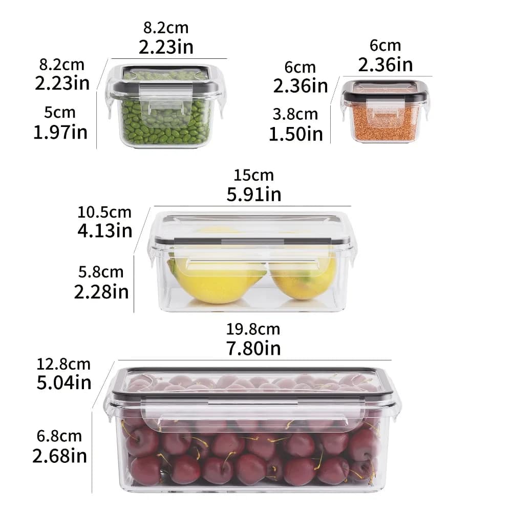 8-PC BPA-Free Airtight Food Containers with Locking Lids - Microwave/Freezer Safe PP Plastic Storage for Dry Goods/Fruit/Veggies - 3