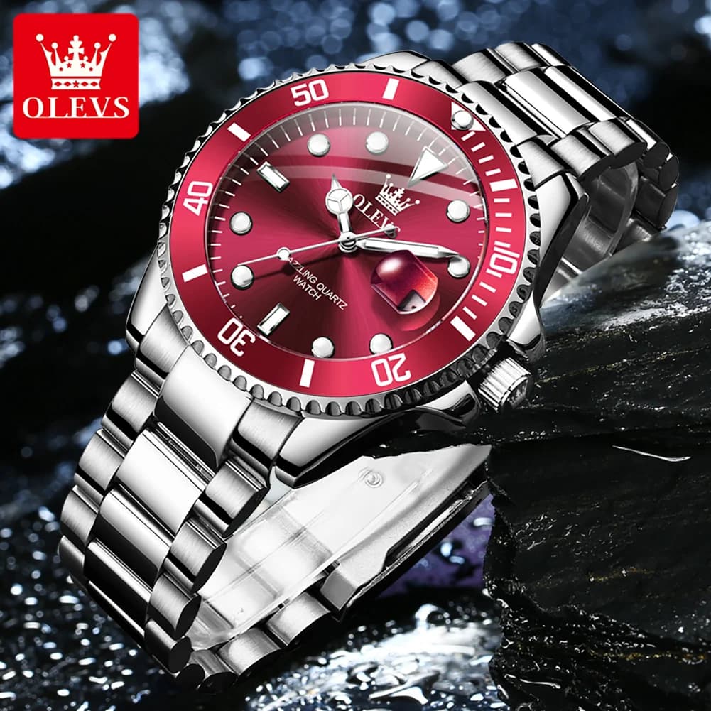 OLEVS Luxury Sport Man Watch Military Waterproof Luminous Date Week Men Watch Stainless Steel Quartz Men's Watches Male Clock - 4