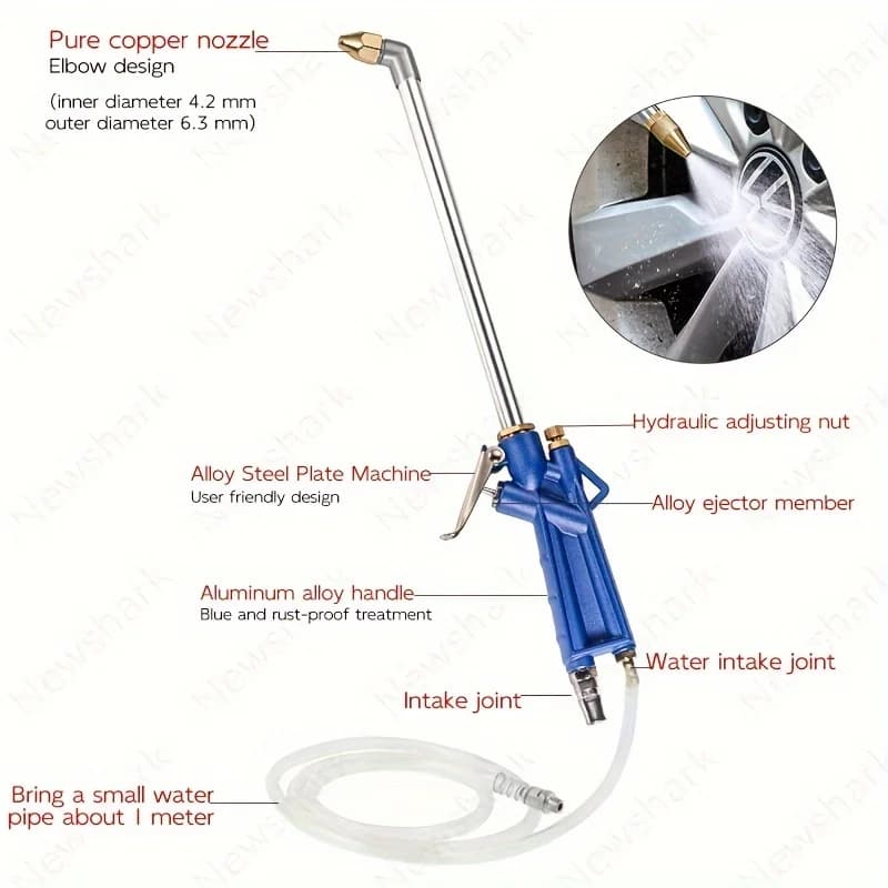 أداة تعمل بالهواء المضغوط محرك مدفع المياه أداة السيارة إصلاح تنظيف المياه بندقية عالية الصحافة محرك السيارة تدور النفط بندقية - 3