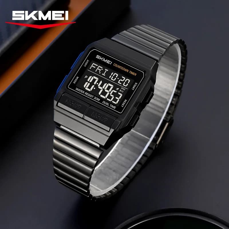 ساعة SKMEI 2475 رياضية جديدة مقاومة للماء رقمية إلكترونية للرجال والنساء عصرية وبسيطة بإضاءة ليلية فاخرة - 4