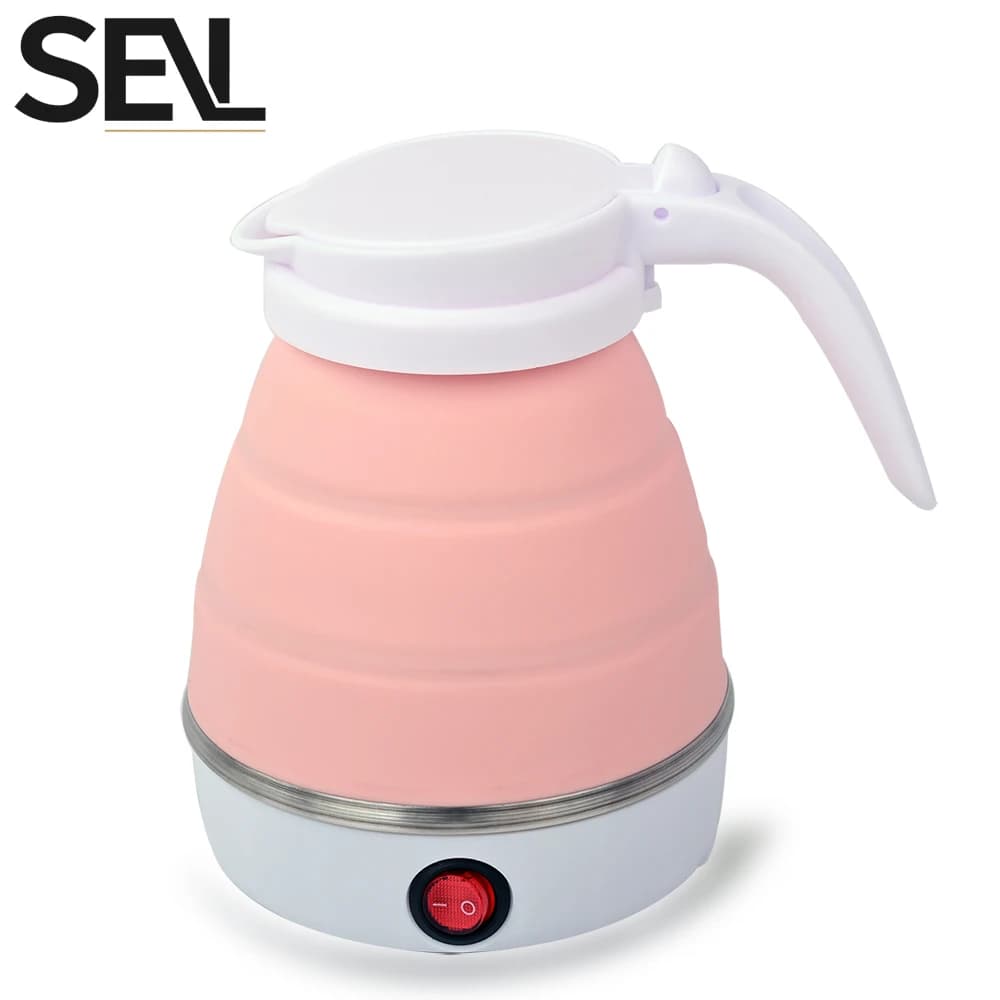 Mini foldable electric kettle 0.6L portable electric kettle household travel water heater silicone compression 110V-220V - 4
