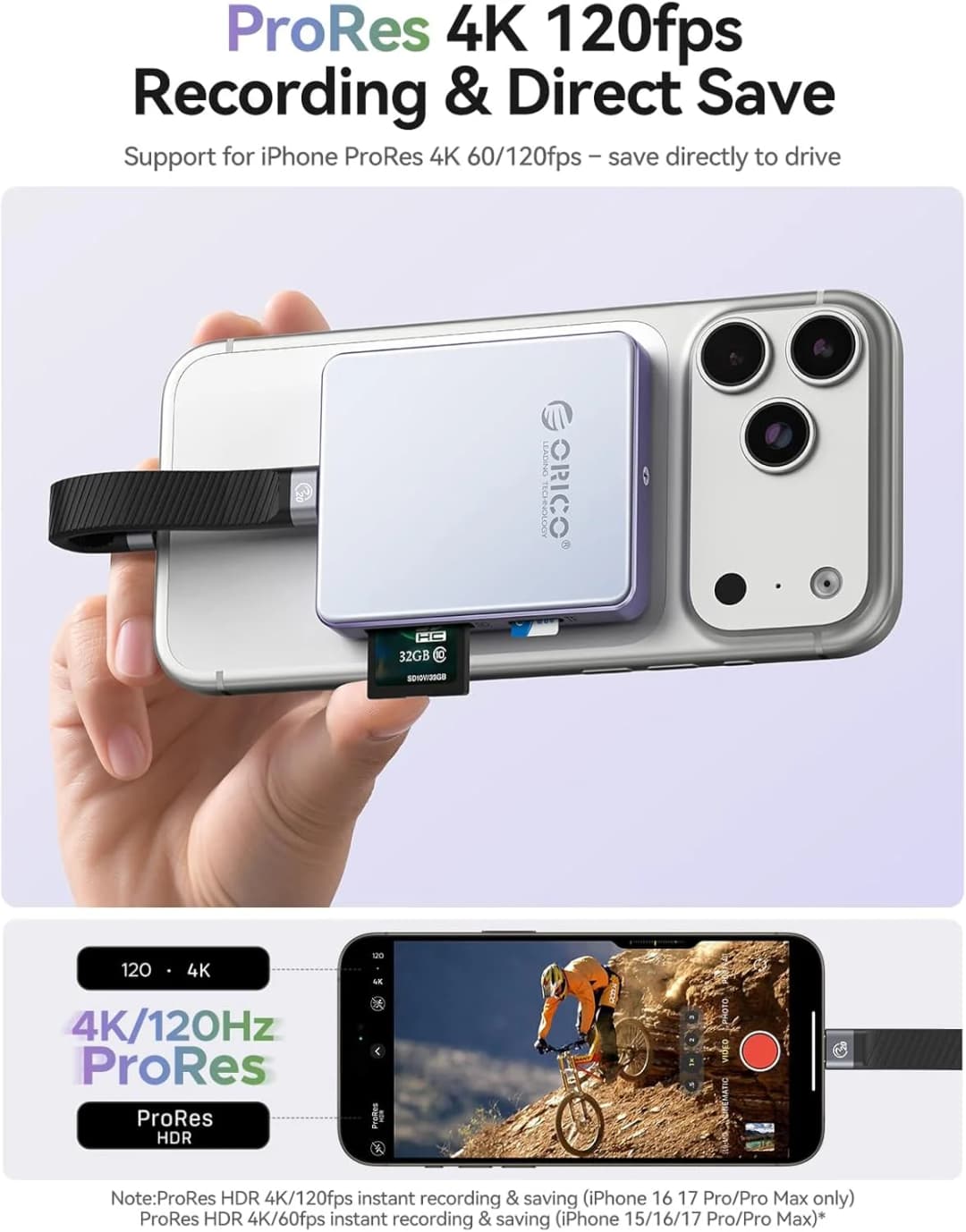 علبة خارجية ORICO لـ SSD M.2 NVMe مغناطيسية مع قارئ بطاقات TF ومنفذ شحن PD 100W - 6