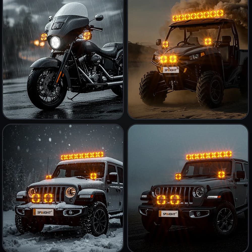 شريط إضاءة عمل LED فائق السطوع للسيارة شاحنة الطرق الوعرة SUV ATV دراجة نارية أبيض وعنبري DRL مصباح LED 12V إضاءة قيادة بقعة ضوء - 4