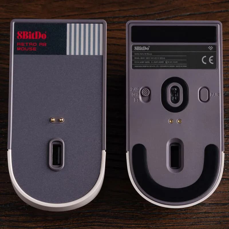 8BitDo Retro R8 Mouse with PAW 3395 Optical Sensor DPI 26K, Wireless 4K Polling Mouse with Charging Dock - N Edition - 5