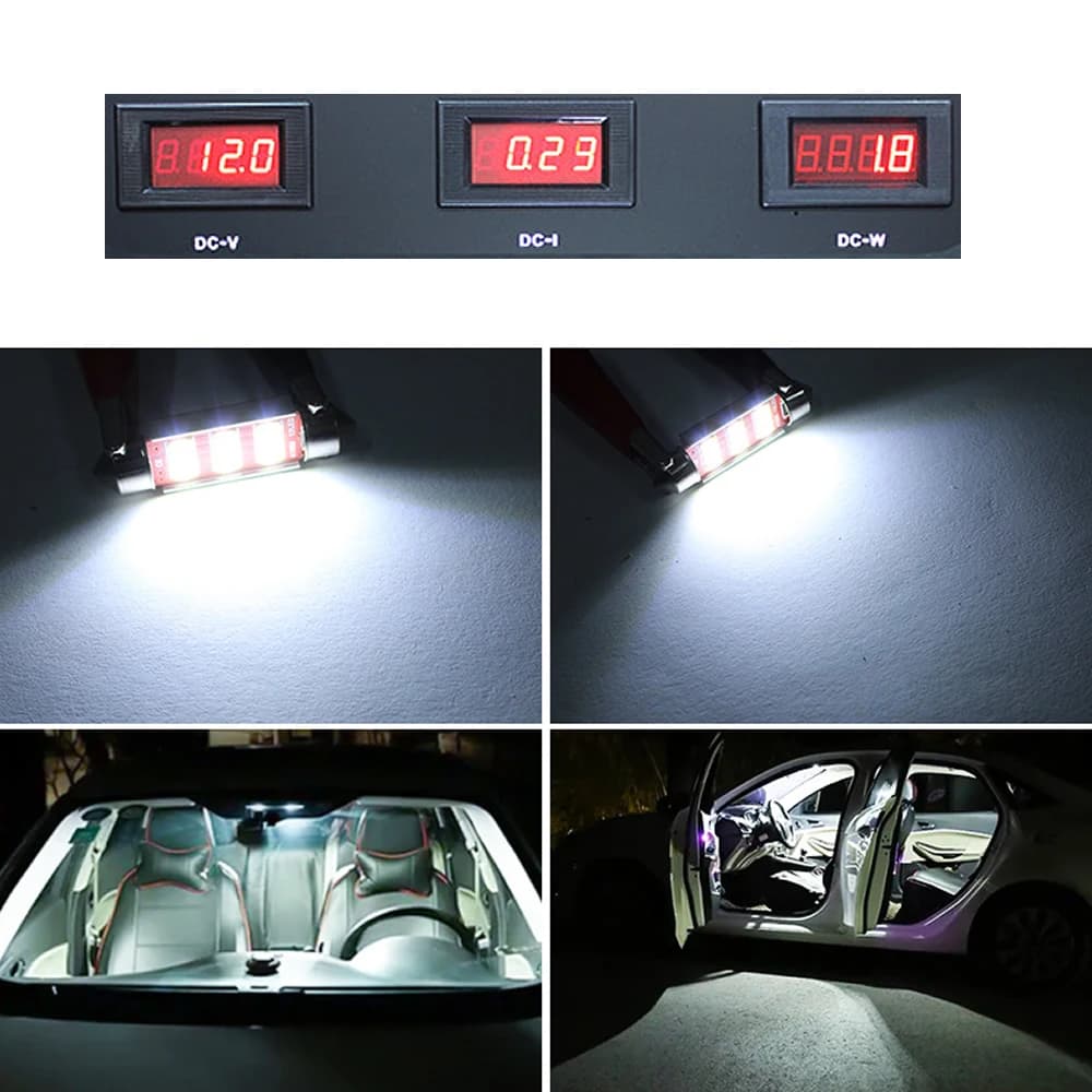 مصابيح لوحة ترخيص LED C5W مقاس 31MM 36MM 39MM 41MM، 12 SMD، إضاءة قبة Festoon، مصابيح باب وصندوق السيارة، أبيض 12V DC - 5