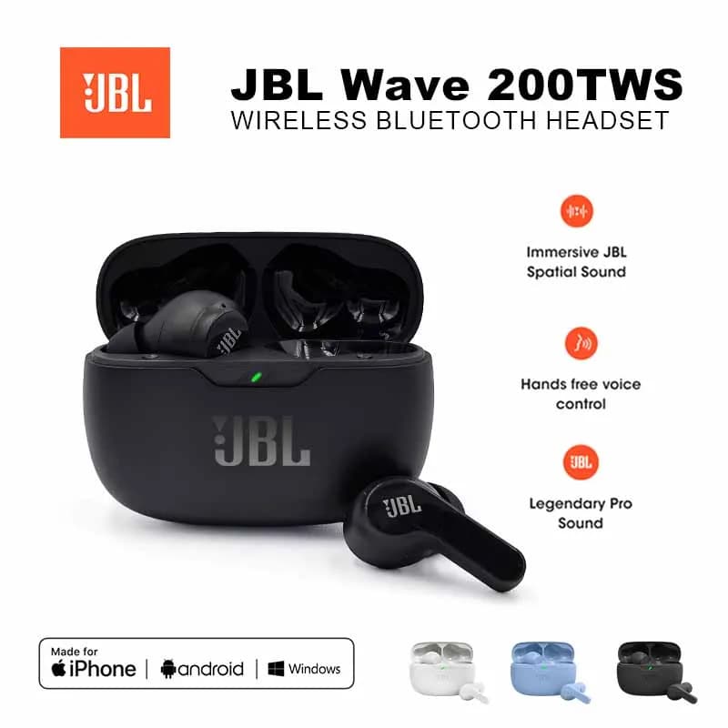 سماعات أذن لاسلكية أصلية من JBL Wave 200TWS سماعات رأس حقيقية JBL W200 TWS بلوتوث 5.0 سماعات أذن رياضية مع ميكروفون