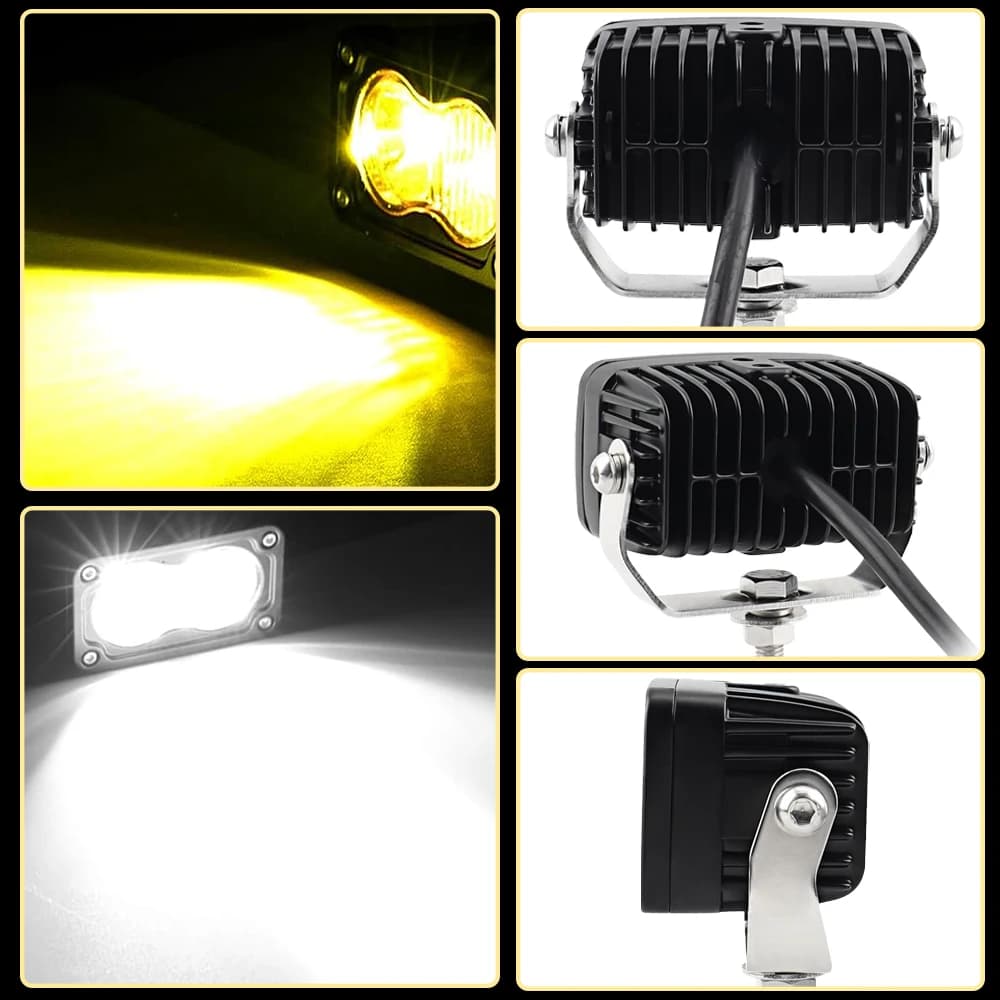 Led Pods Work Light for Car Motorcycle Off road SUV UTV Truck Boat Auxiliary Driving Ligthing Worklight Fog Bulbs 20W 2000LM - 3