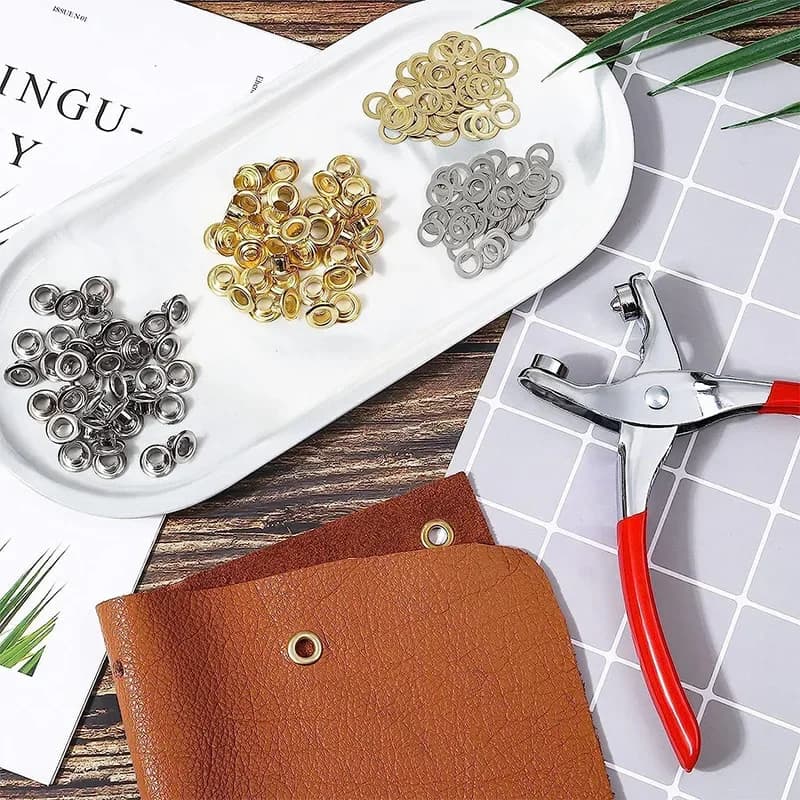 مجموعة عيينة معدنية 6/12mm، أداة جروميت لصنع الحرف الجلدية والملابس والأحزمة والقبعات - 3