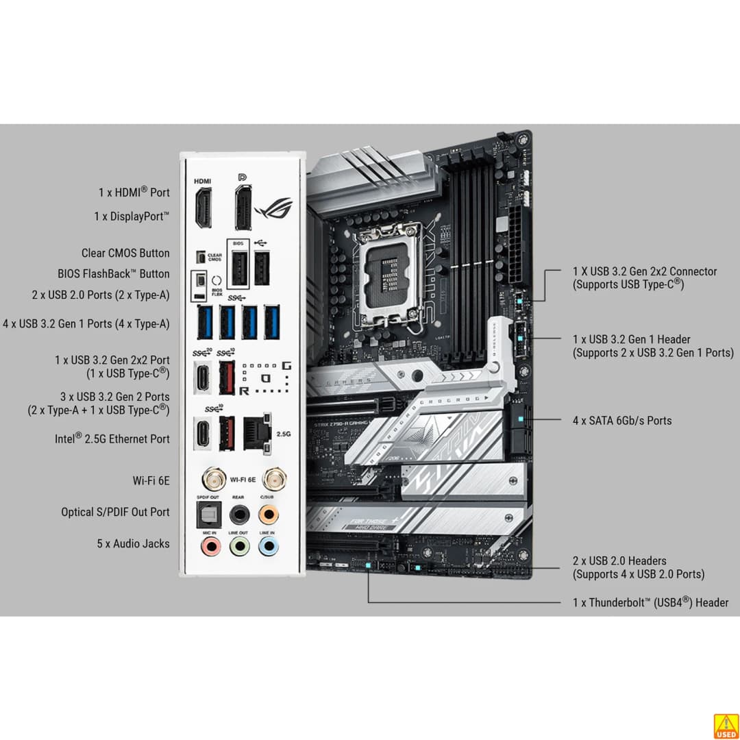 ASUS ROG STRIX Z790-A GAMING WIFI Motherboard Socket LGA1700 CPU DDR5 7800+(OC) MHz Memory Chipset Z790 ATX Mainboard - 5