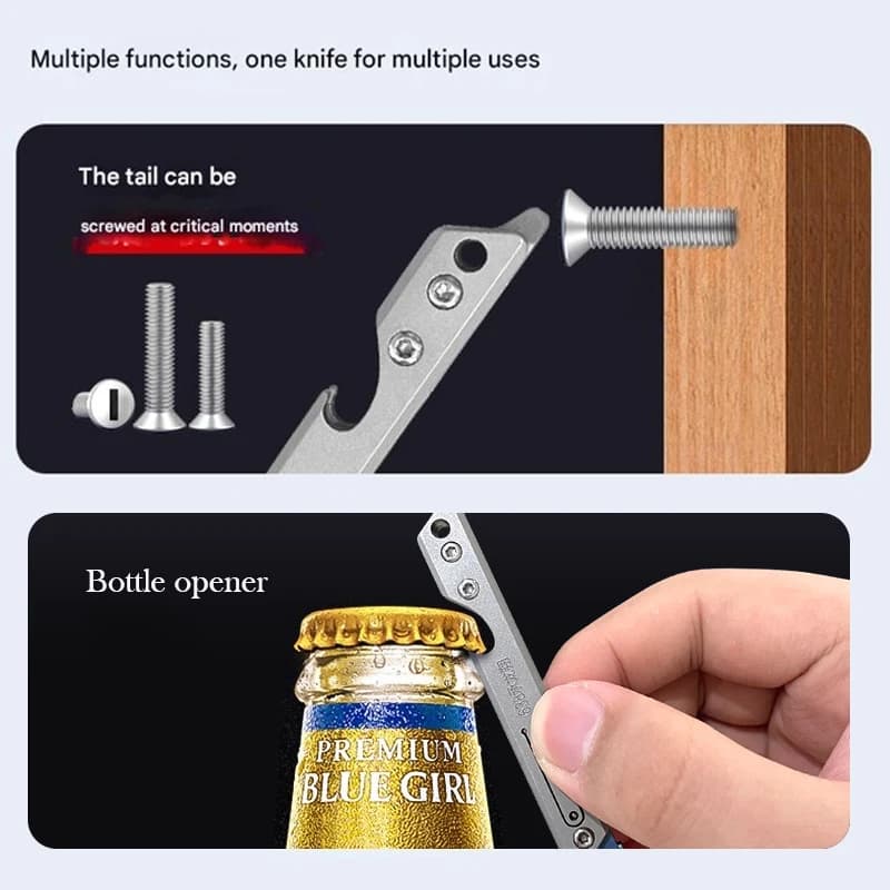 Stainless Steel Fast Open Scalpel MINI Folding Knife Outdoor Survival Camping Portable EDC Tool 10 Blade Free Bottle Opener - 3