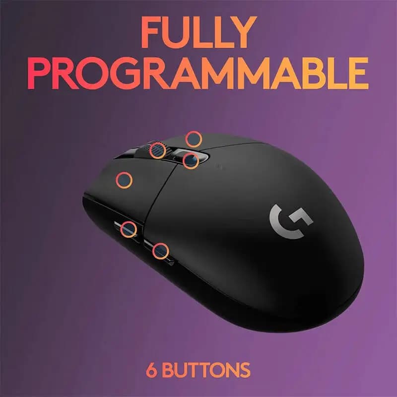 Logitech G305 ماوس العاب لاسلكي LIGHTSPEED، بدون تأخير 1ms، 12000 DPI HERO، 6 أزرار مخصصة، بطارية 250 ساعة متوافق مع PC و Mac - 4