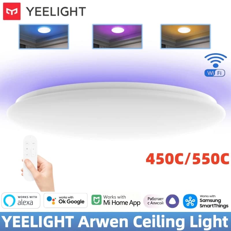 YEELIGHT Arwen Ceiling Light 450C/550C WiFi RGB Colors Backlight 6500K Voice Assistant For Mi Home Google Alexa SmartThings App