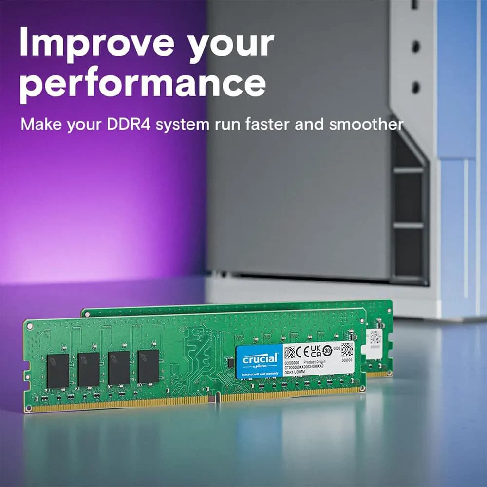 Crucial Memory Desktop RAM DDR4 16GB 4GB 8GB 3200MHz 2133 2400 2666MHz DIMM 288Pin PC4-21300 25600 19200 17000 Non-ECC PC RAMs - 3