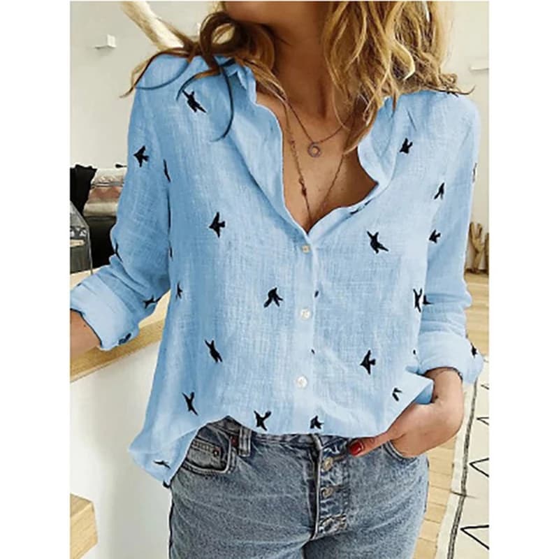 Elegant Cotton Linen Shirts Women Casual Solid Button Lapel Blouses Shirts Spring Summer Long Sleeve Loose Tops Tunic Blusas - 6