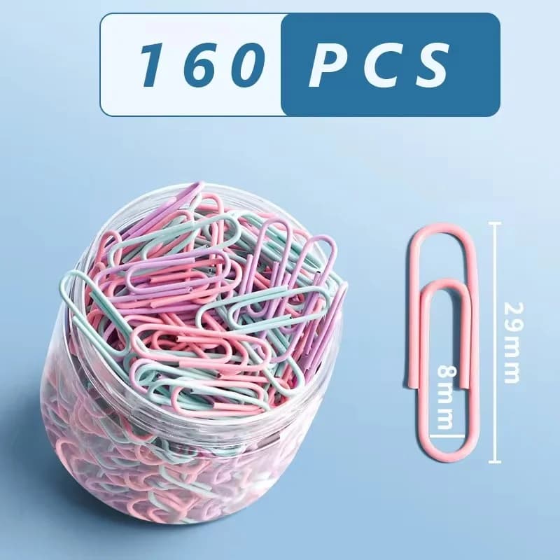 160 pcs Color paper clips office supplies paper clip large file bookmark paper clip organizer stationery stainless steel - 6