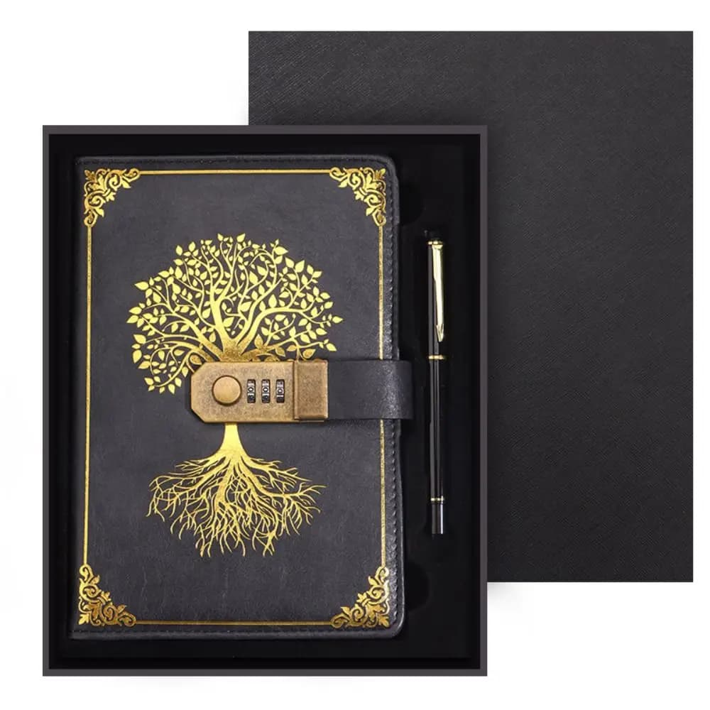 دفتر مذكرات A5 مع قفل بكلمة مرور، 200 صفحة، دفتر يوميات ريترو لحماية الأسرار، مناسب للسفر والطلاب