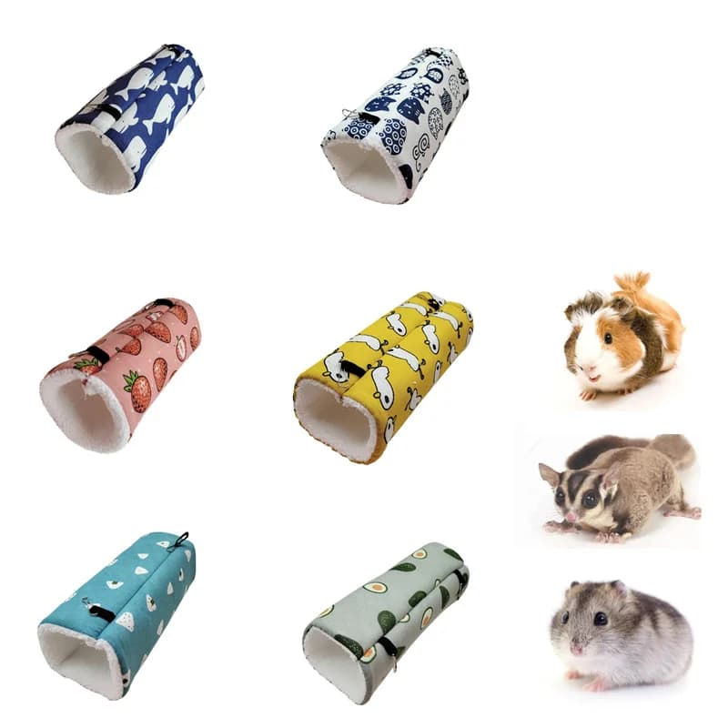 Random Color 1pc Small Pet Tunnel Honey Bag Gliding Mink Sprig Rat Guinea Pig Super Soft Plush Tunnel Nest Hamster Warm Tunnel