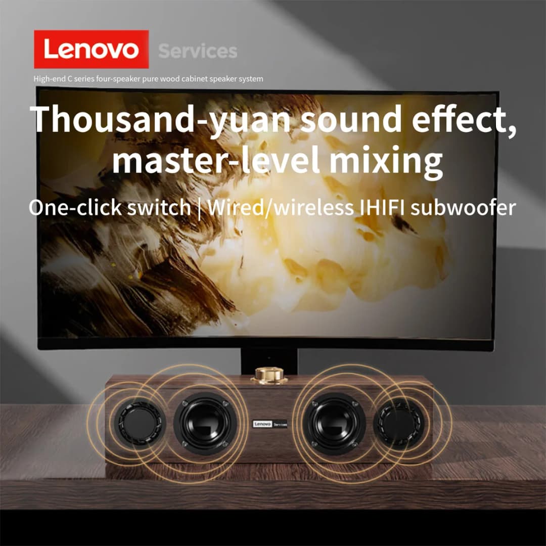 Lenovo C02 Multimedia Speaker Bluetooth Speaker Wired/Bluetooth Dual-Mode Speaker Retro Speaker Universal for Tv, Computer, and Mobile Phone Subwoofer - 2