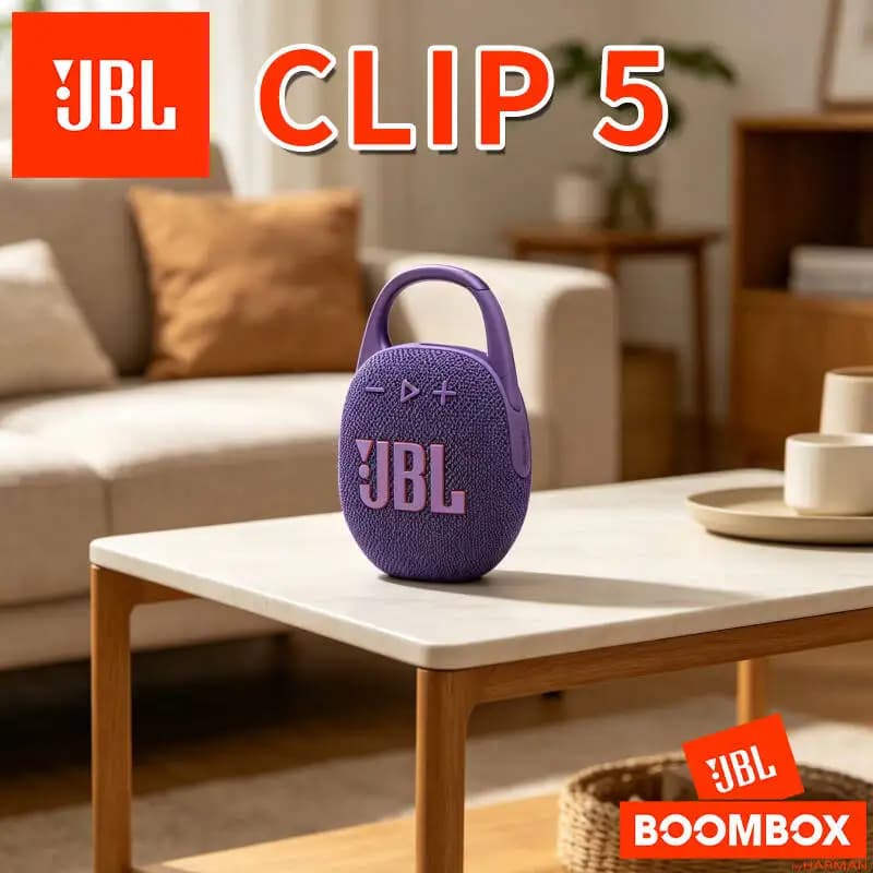 سماعة JBL Clip 5 جديدة تمامًا مقاومة للماء حتى مستوى IP67 الرسمي للاستخدام الخارجي الاحترافي