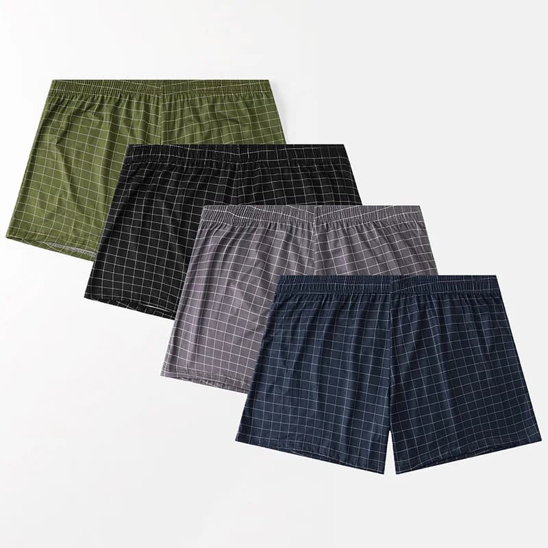 4-Piece Set Of Plaid Printed Elderly Aro Pants Casual And Loose Men's Boxer Shorts Comfortable And Breathable Underwear - 2