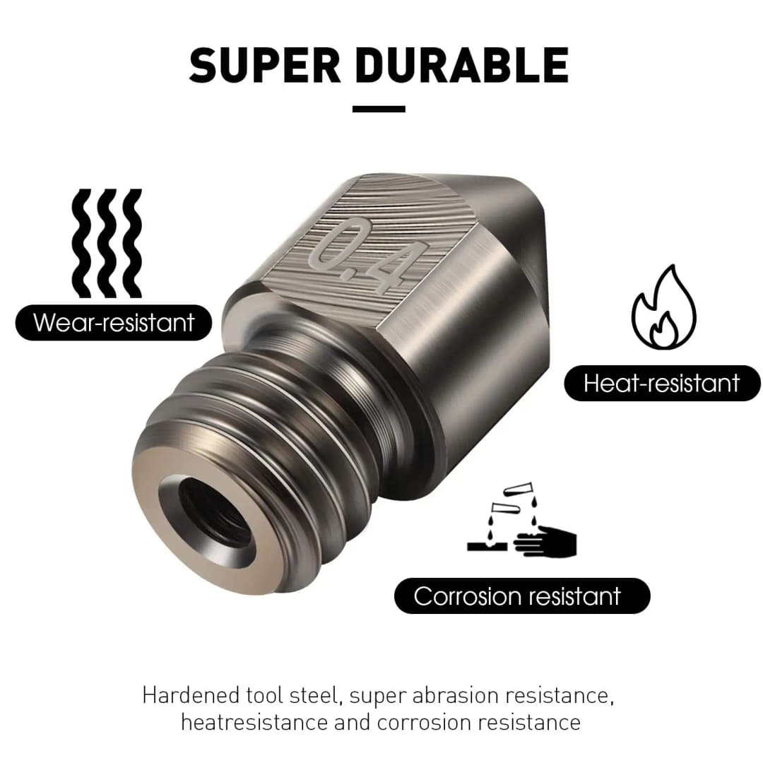 Creality Offcial Hardened Steel MK8 Nozzle 0.4mm Ender 3 Nozzle for Ender3 Pro/Ender 3 V2/Ender 5/CR-10 Series 3D Printer Nozzle - 3