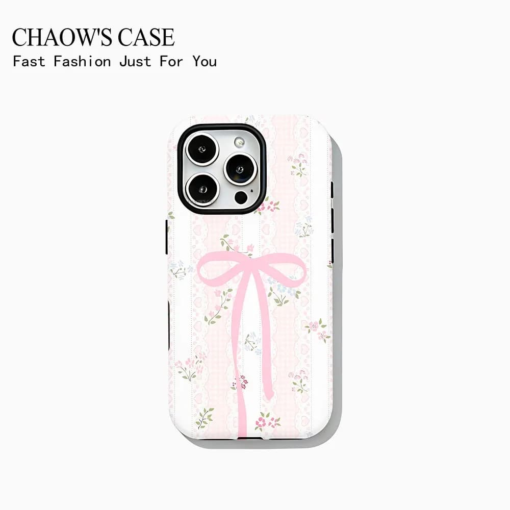 Fashion exquisite bow polka dot Phone Case for iPhone 17 16 15 14 13 12 11 Pro Max Air Plus Luxury Double-layer Back Cover - 3