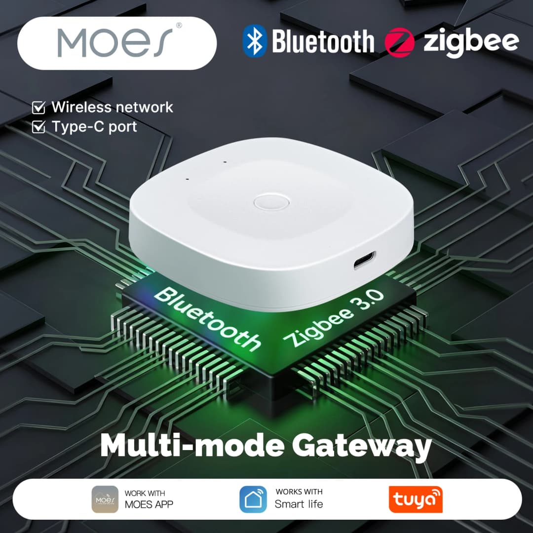 مركز بوابة MOES Tuya الذكي ZigBee Bluetooth متعدد الأوضاع طاقة Type-C أتمتة منزلية لاسلكية يعمل مع Alexa وGoogle Home