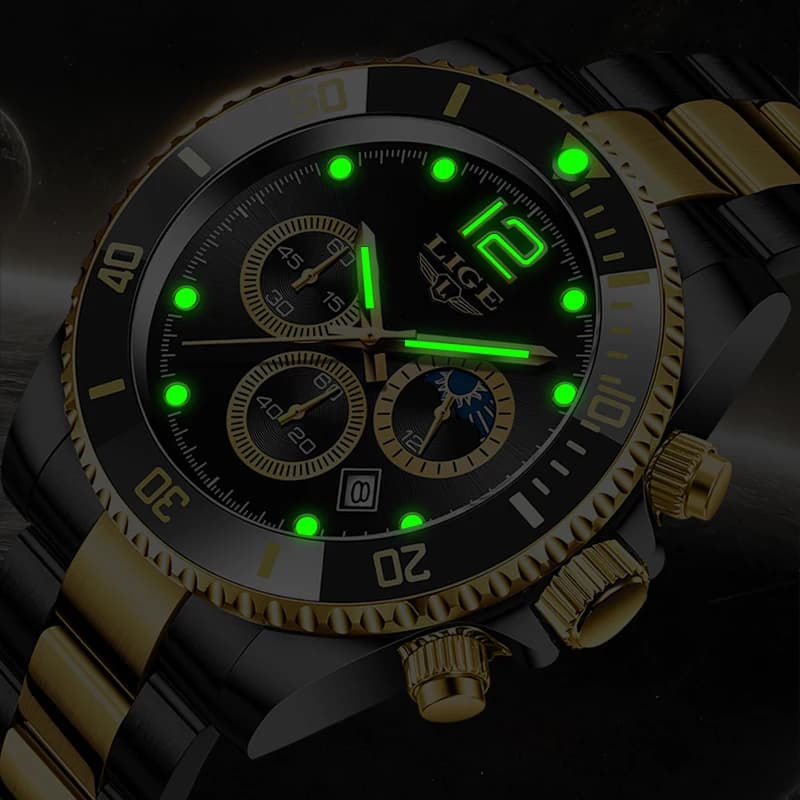 LIGE Men Watch Fashion Full Steel Military Waterproof Quartz Watches for Men Top Brand Luxury Military Chronograph Montre Homme - 4