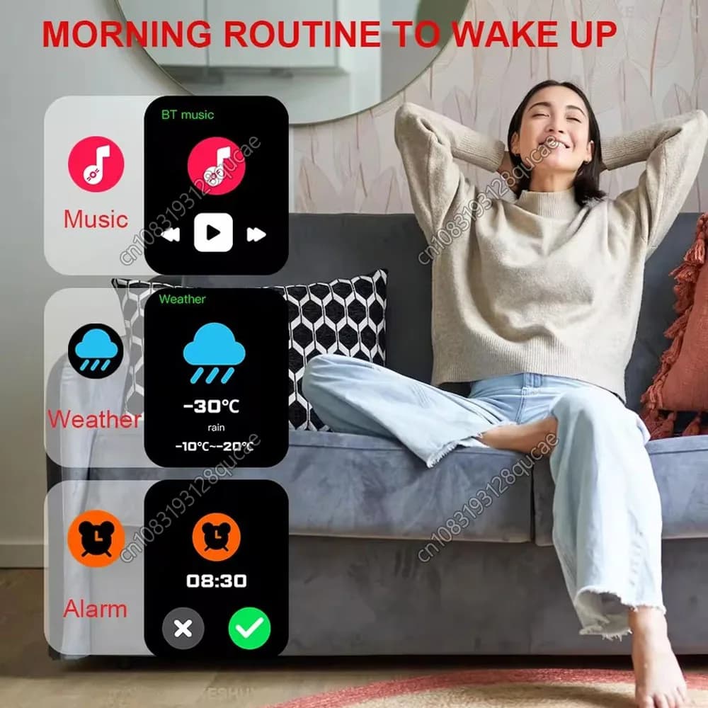 ساعة ذكية بشاشة 2.01 بوصة، مراقبة معدل ضربات القلب والأكسجين في الدم وضغط الدم، تتبع السعرات الحرارية، بلوتوث - 5