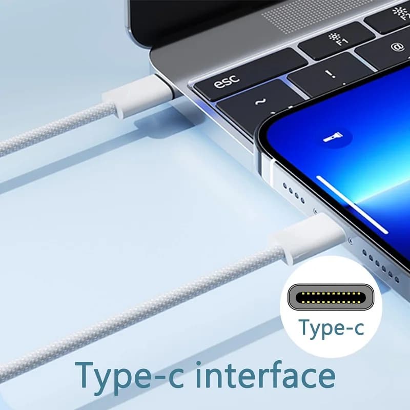 كابل شحن سريع 60W PD USB-C إلى USB C، لآيفون 17 برو ماكس و16 و15 بلس و14 و13 و12 و11 وX وXS، شحن سريع Type C - 3