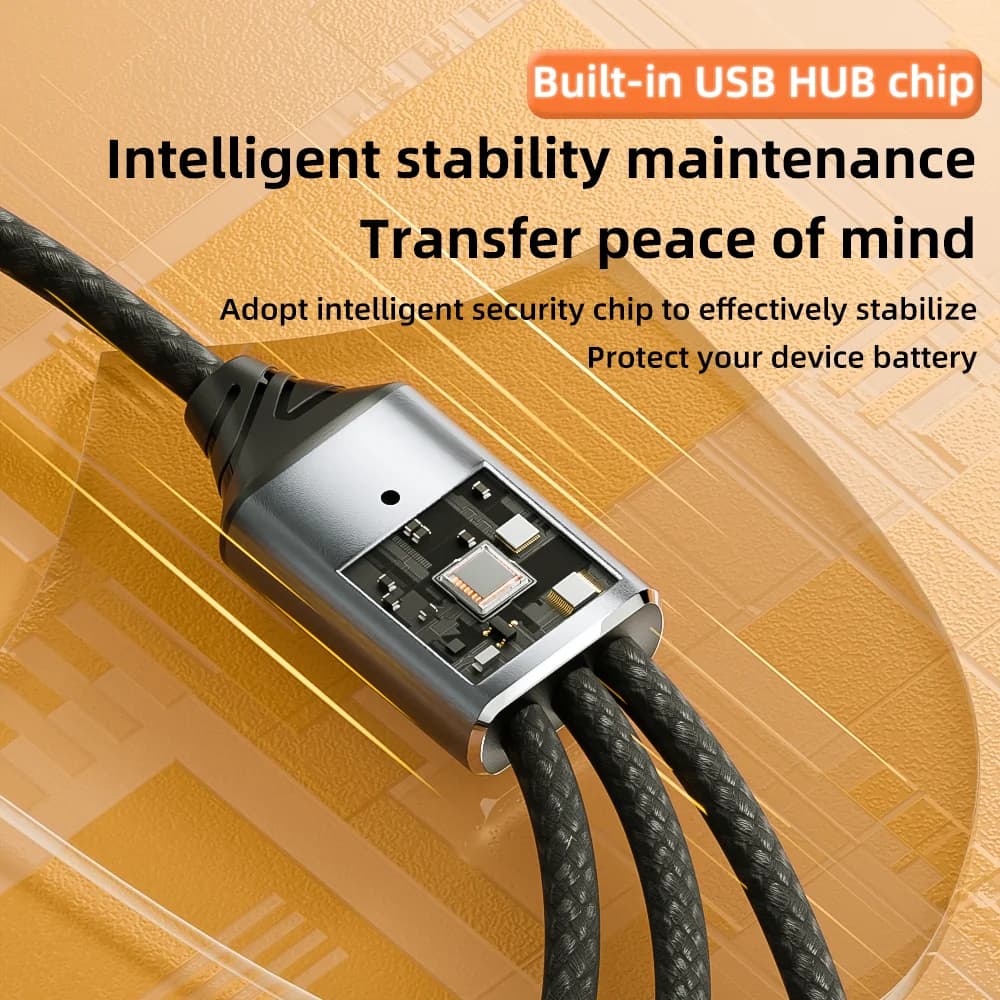كابل توسيع 3 في 1، موزع USB A وType C، محول OTG، شحن سريع، مزامنة بيانات للهاتف والجهاز اللوحي - 5