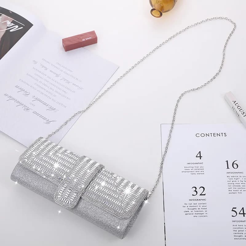 Factory Direct Sales Stick Diamond Three Discount Dinner Bag Hand Armpit Chain Wedding Party Crystal Evening Clutch Bag - 3