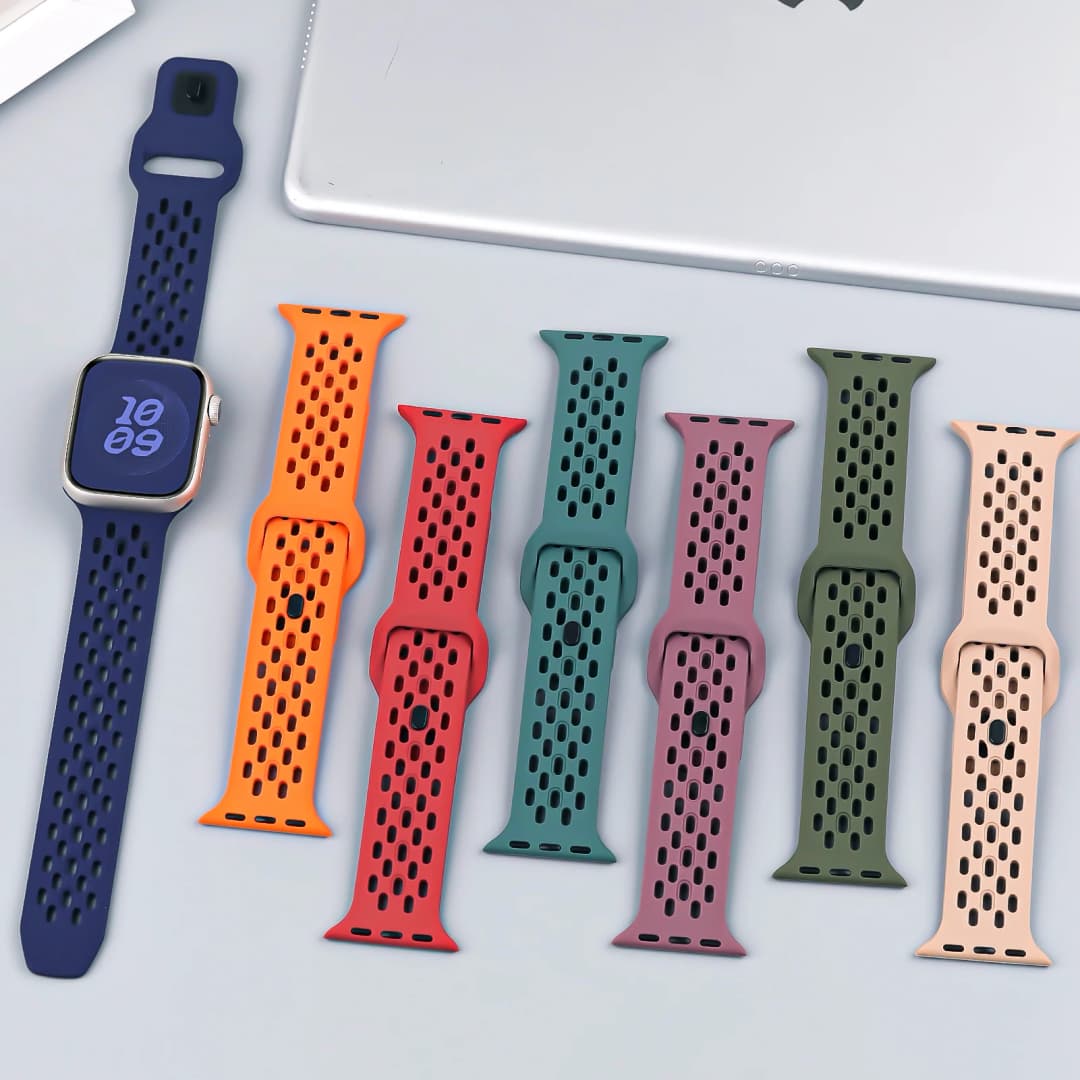 حزام سيليكون لأساور ساعة أبل 46مم 45مم 44مم 42مم 41مم 40مم 38مم سوار رياضي سلسلة iWatch 11 10 9 8 7 6 SE 5 4 - 3